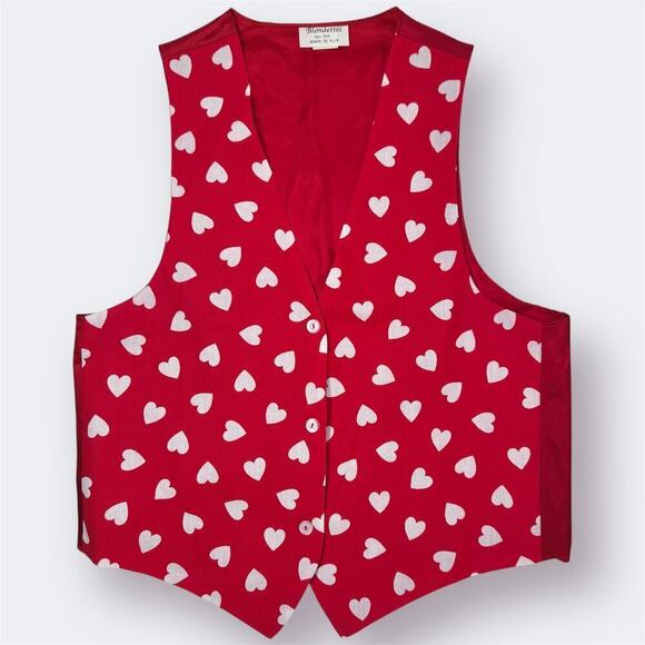 Vintage Blondettes Red White Hearts Valentine's Day Vest OSFM Measures Like Med - Picture 1 of 11